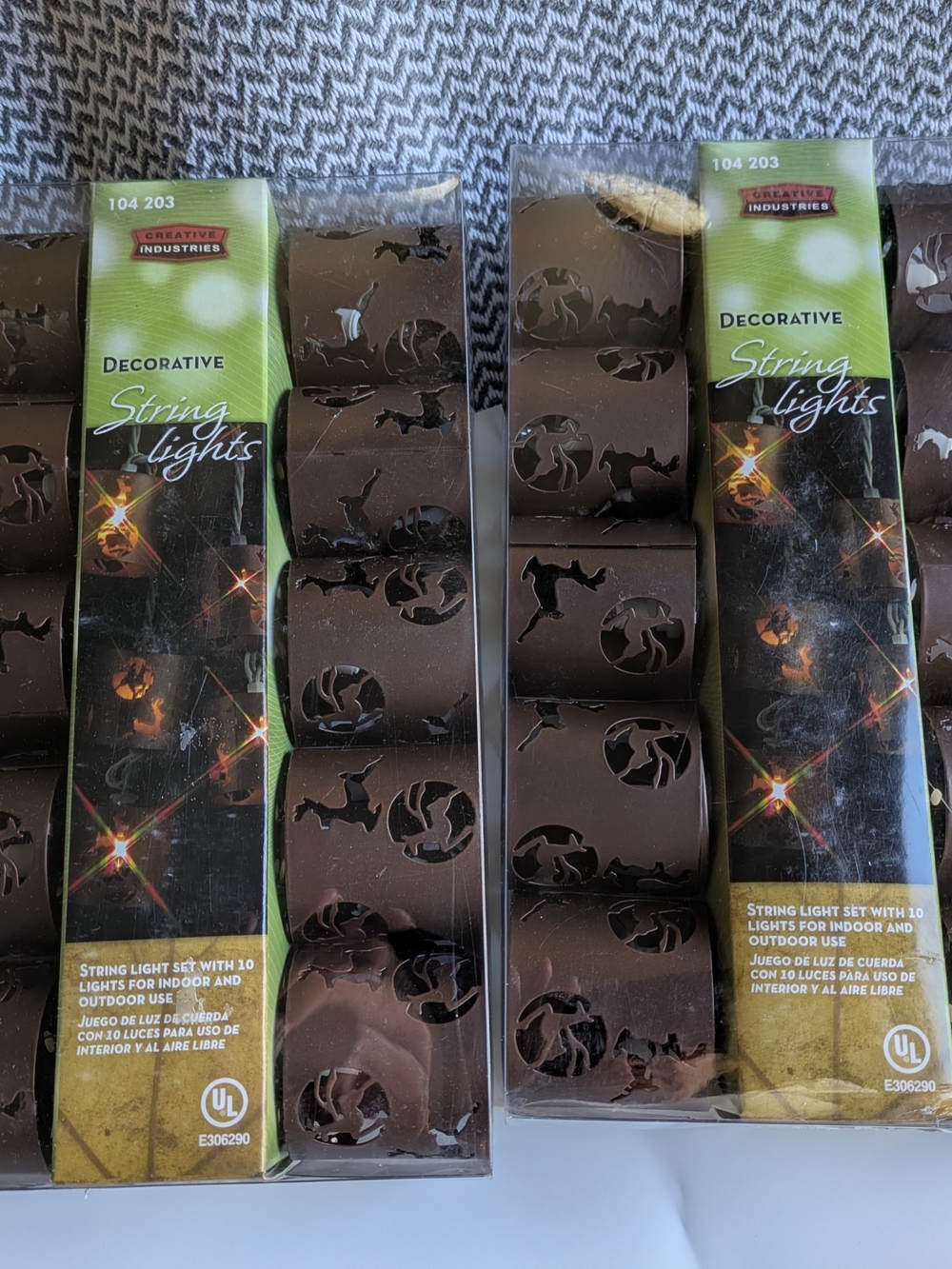 Christmas Reindeer Brown Decorative String Lights 2 Sets Of 10 Each New